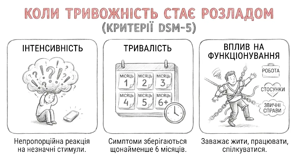 Основні критерії DSM-5 для тривожного розладу