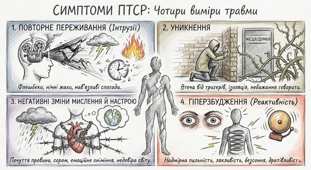 Симптоми ПТСР: Чотири виміри травми
