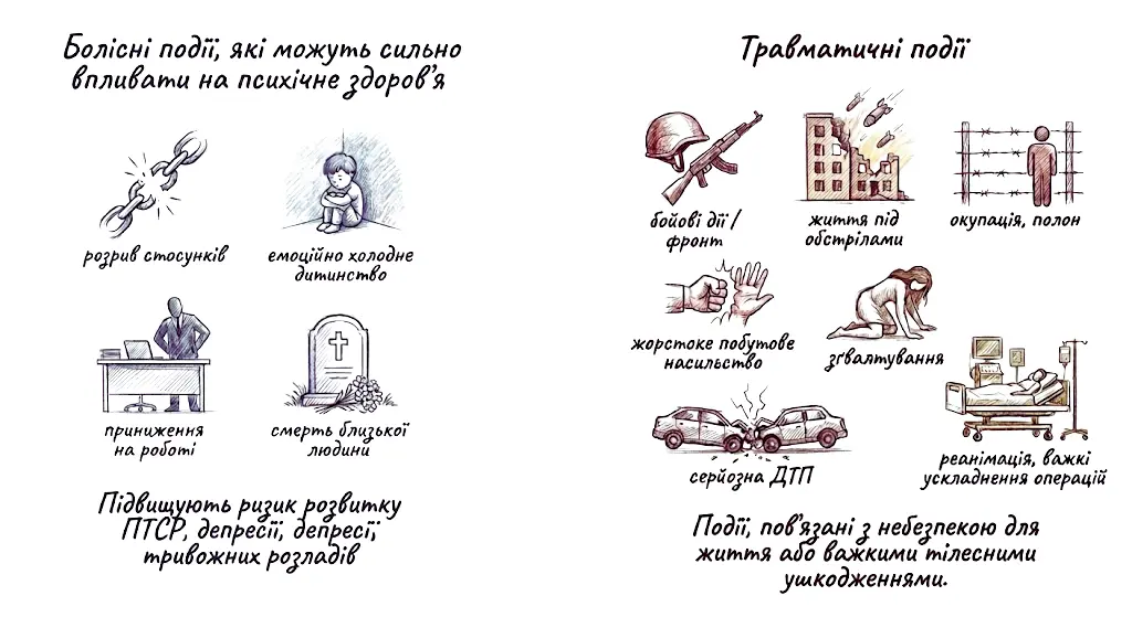 Як відрізняються болісні події від травмуючих