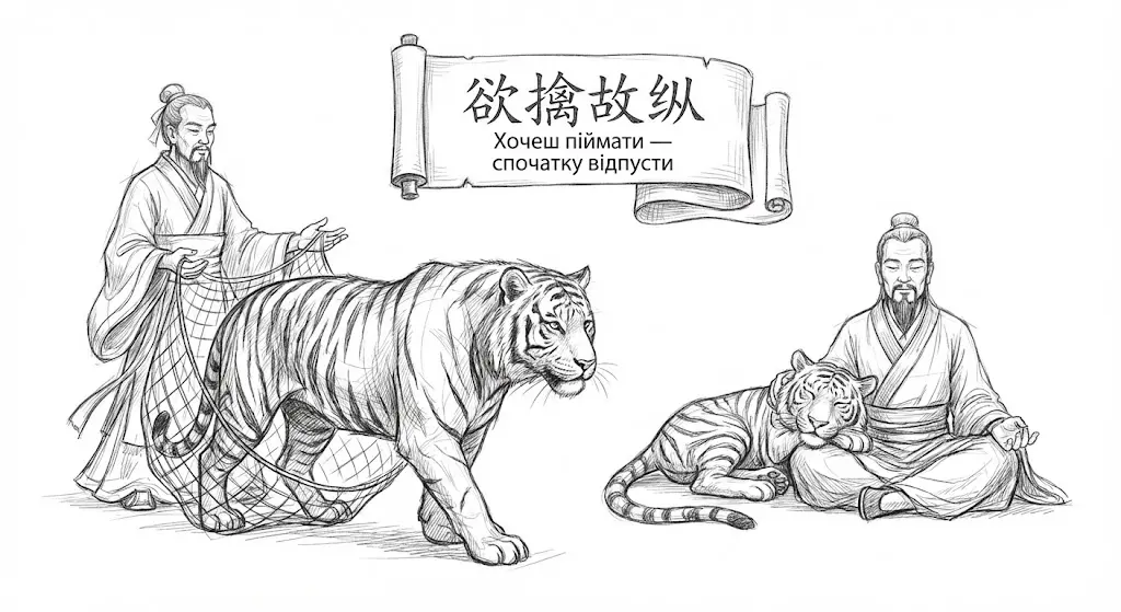 Візуальна метафора стратагеми "відпусти, щоб піймати"