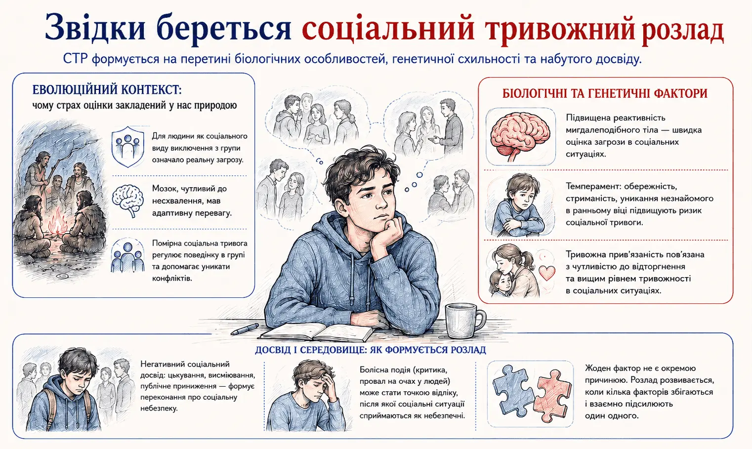 Інфографіка "Причини соціального тривожного розладу"