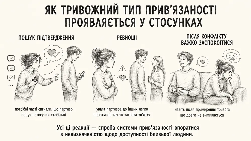 Як тривожний тип прив'язаності проявляється у стосунках