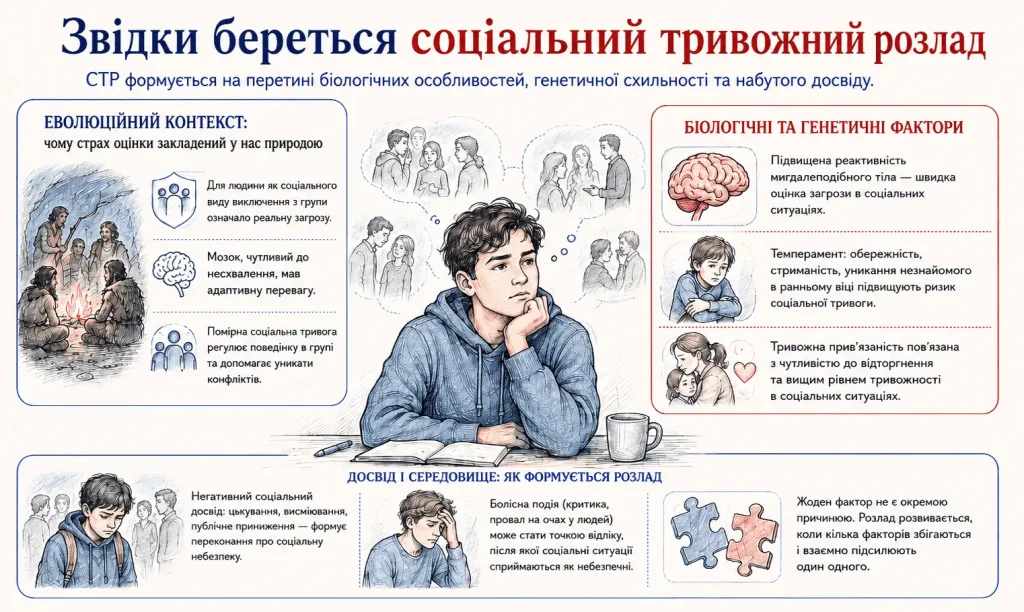 Інфографіка "Причини соціального тривожного розладу"