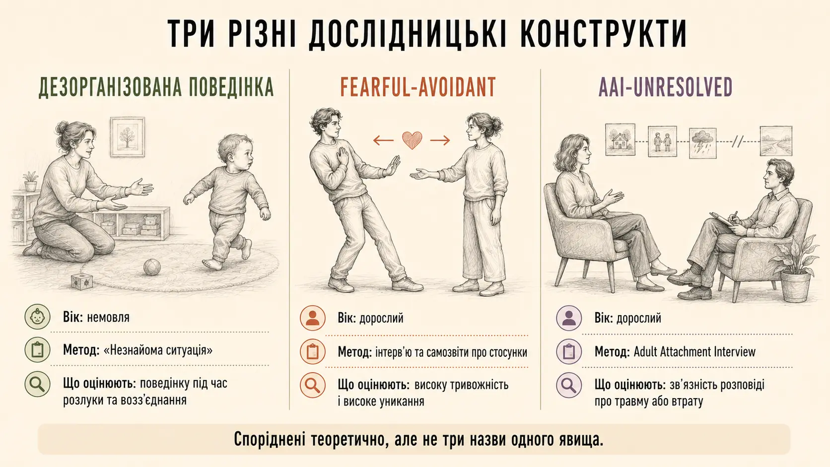 Три дослідницькі традиції привʼязаності