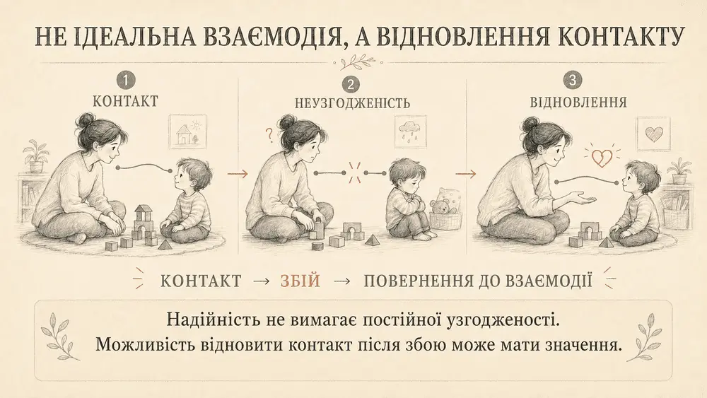 Відновлення контакту після тимчасової неузгодженості у взаємодії з дитиною.